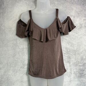 Y2k Express Brown Ruffle Top Women's Sz xs whimsigoth forest fairy romantic boho